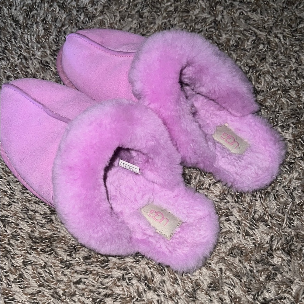 UGG Soft Pink Fluffy Slippers